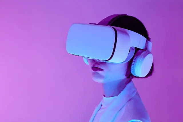 A woman with a virtual reality mask