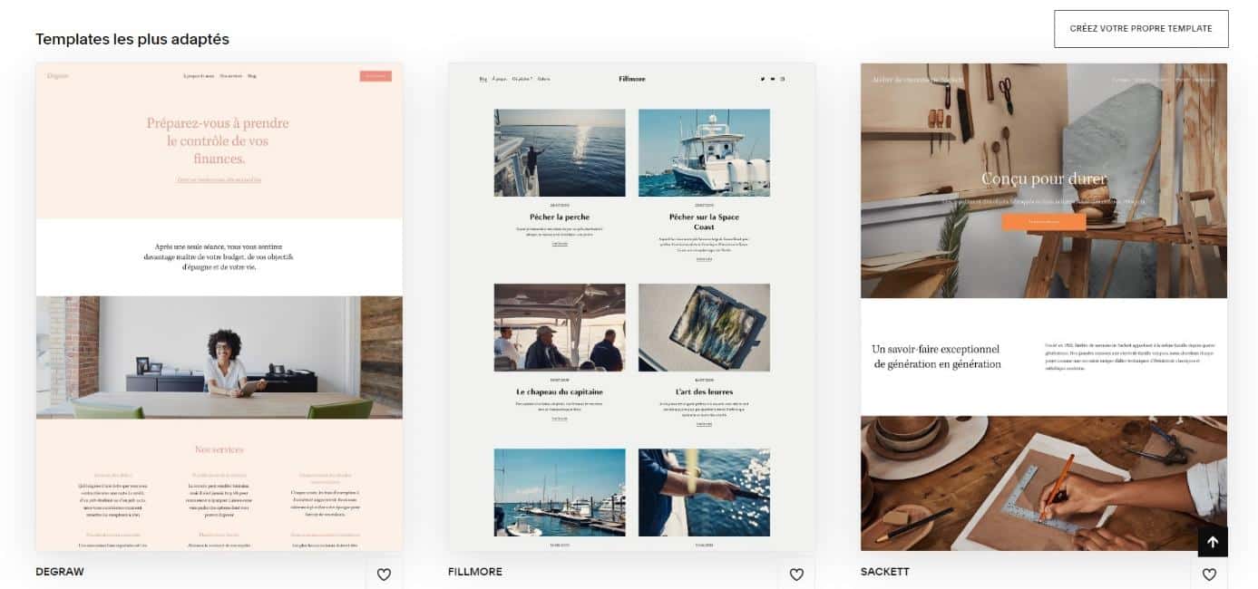 Squarepace templates for websites design