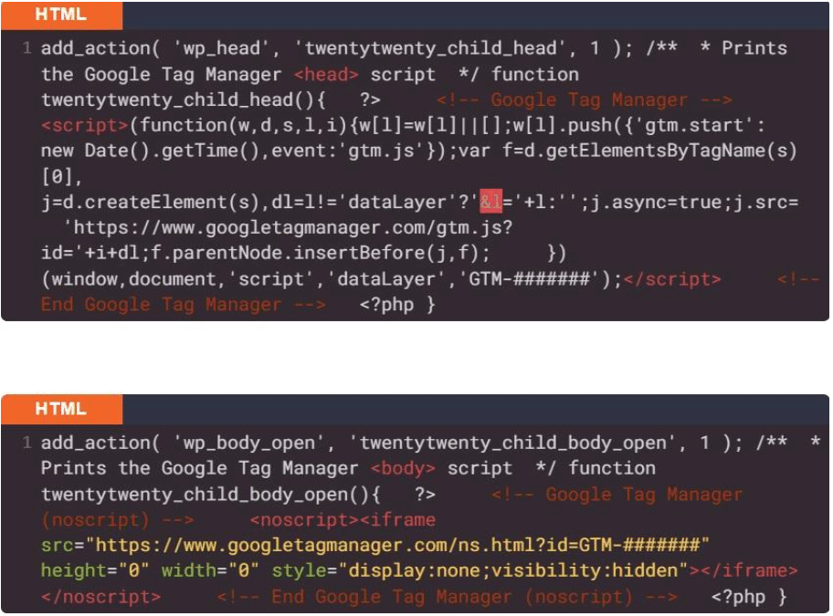 Install GTM under WordPress without plugin